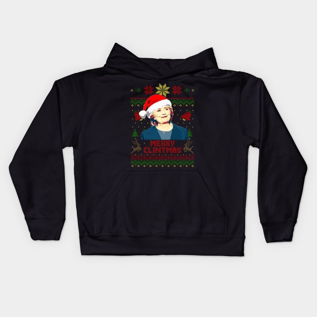 Hillary Clinton Merry Clintmas Kids Hoodie by Nerd_art